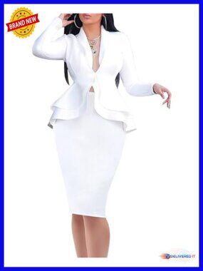 Women's Two Piece Skirt Set - Blazer Jacket & Pencil Skirt Business Suit